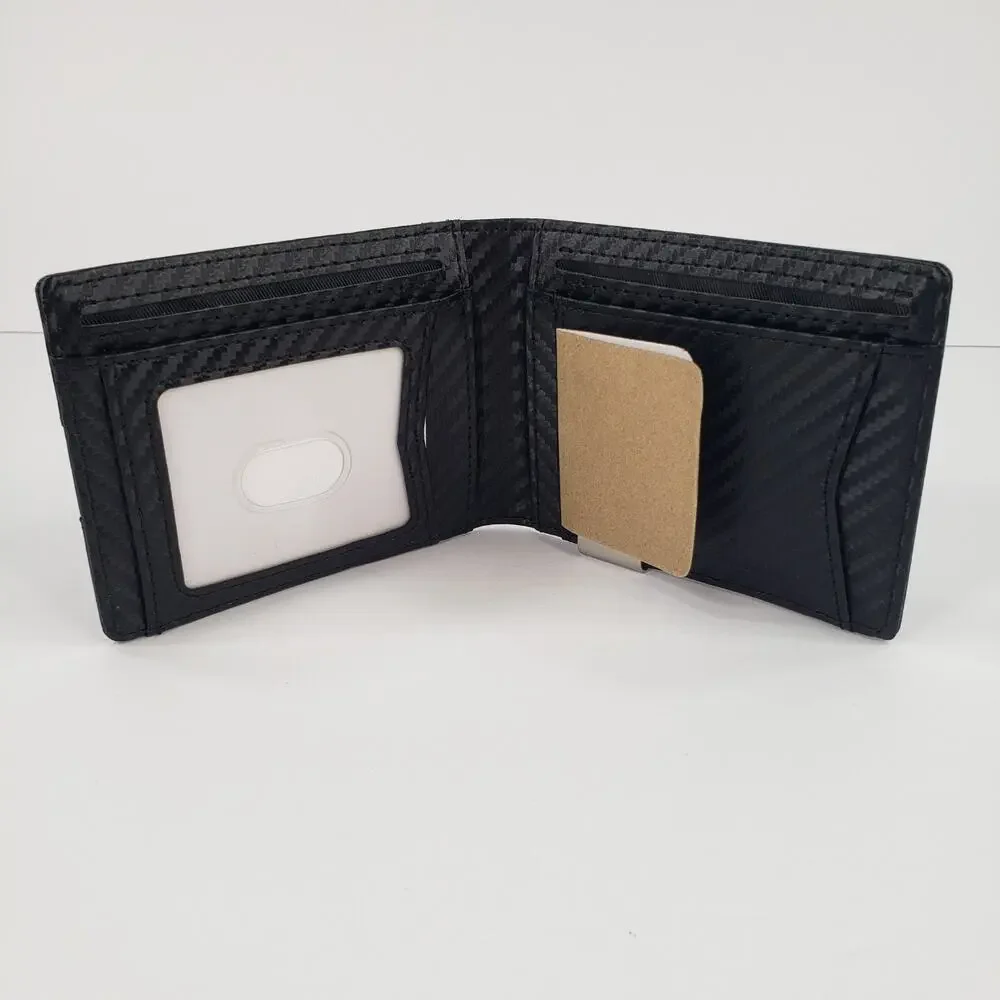 BULLMIND Black Bifold Wallet Bull Slim Thin Minimalist with Money Clip Gift Box